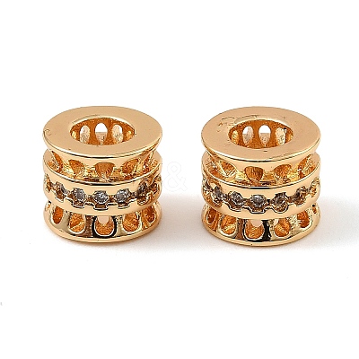 Brass Micro Pave Cubic Zirconia Beads KK-C155-21G-1