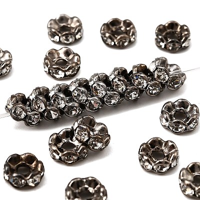 Brass Rhinestone Spacer Beads X-RB-A014-L6mm-01B-1