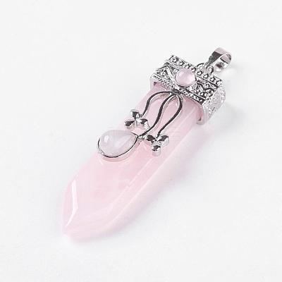 Natural Rose Quartz Big Pendants G-G718-A05-1