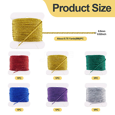 6Pcs 6 Colors 12-Ply Polyester Metallic Embroidery Threads DIY-TAC0020-74-1