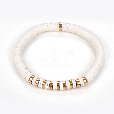 Handmade Polymer Clay Heishi Beads Stretch Bracelets BJEW-JB05303-01-1