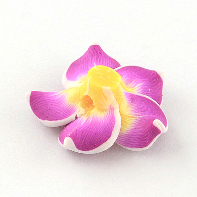 Handmade Polymer Clay 3D Flower Plumeria Beads X-CLAY-Q192-30mm-07-1