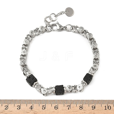 Natural Lava Rock Link Chain Bracelets for Women BJEW-Z148-06P-04-1