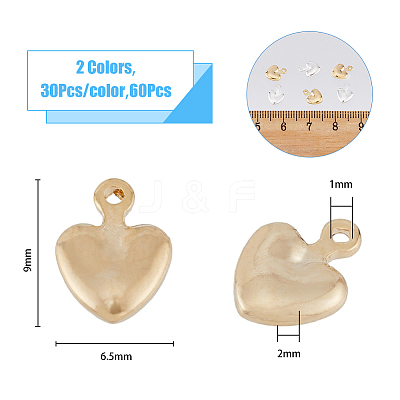 60Pcs 2 Colors Brass Charms KK-HY0001-96-1