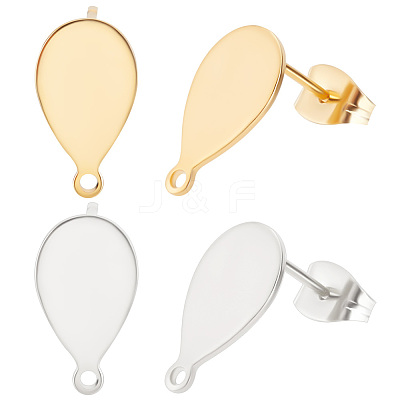 80Pcs 2 Colors 201 Stainless Steel Stud Earring Findings STAS-BBC0002-25-1