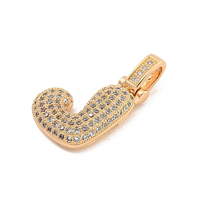 Brass Micro Pave Clear Cubic Zirconia Pendants KK-B099-01G-J-1