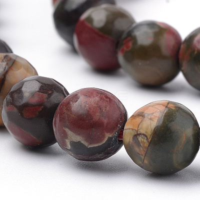 Natural Polychrome Jasper/Picasso Stone/Picasso Jasper Beads Strands G-Q462-86-6mm-1