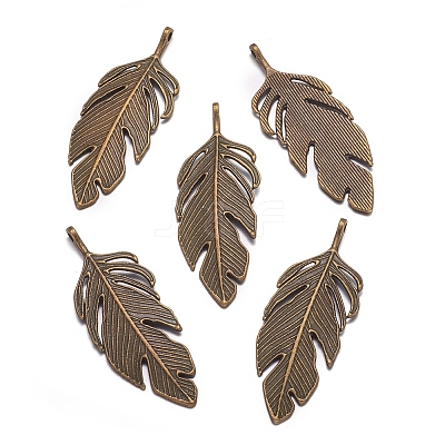 Tibetan Style Alloy Leaf Big Pendants LS-PALLOY-A15448-AB-1