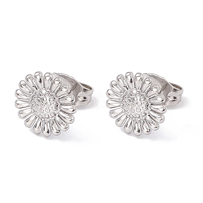 Non-Tarnish 304 Stainless Steel Sunflower Stud Earrings for Women LS-EJEW-G338-05P-1