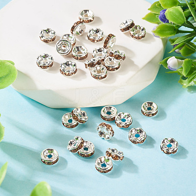 30Pcs 2 Colors Brass Rhinestone Spacer Beads RB-TA0001-29B-1