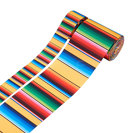 2Rolls 2 Styles Stripe Pattern Printed Polyester Grosgrain Ribbon OCOR-TA0001-37F-1