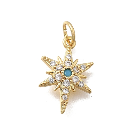 Brass Micro Pave Cubic Zirconia Snaowflake Pendants KK-D431-041A-G-1