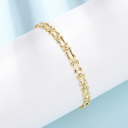Brass Link Chain Bracelets for Women BJEW-C140-26G-1