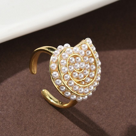 ABS Plastic Pearl Finger Rings RJEW-L128-02G-1
