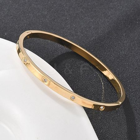 304 Stainless Steel Rhinestone Bangles for Women BJEW-Z092-05G-1