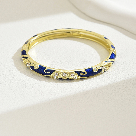 Fashionable Casual Retro Alloy Rhinestone Bangles with Enamel for Women QT6970-3-1