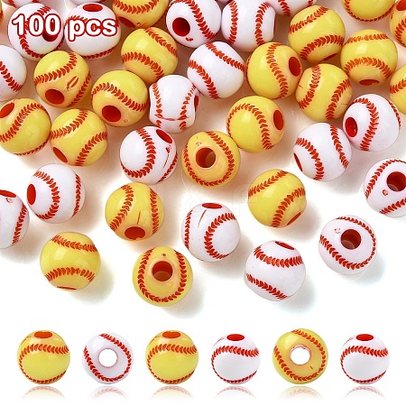 Opaque Acrylic Beads OACR-YW0002-06A-1
