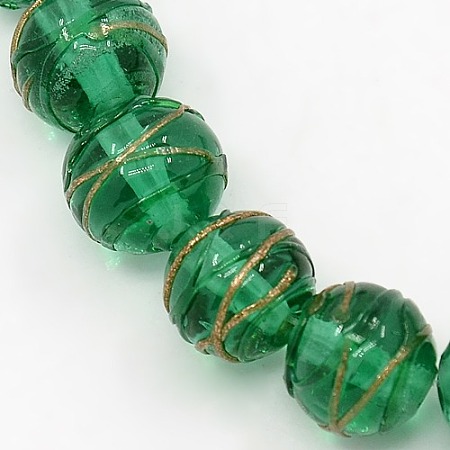 Round Shaped Handmade Gold Sand Lampwork Beads Strands LAMP-L001-10mm-02-1