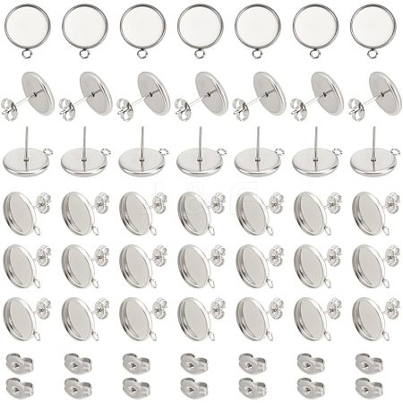 304 Stainless Steel Stud Earring Settings STAS-UN0019-14P-1