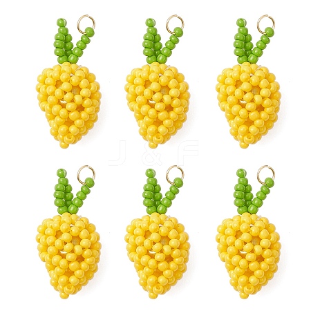 Glass Seed Beaded Mango Pendants PALLOY-MZ00893-02-1