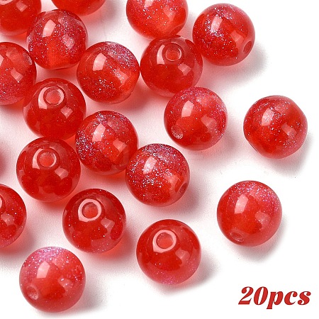 20Pcs Round Imitation Cat Eye Resin Beads RESI-YW0004-43A-1