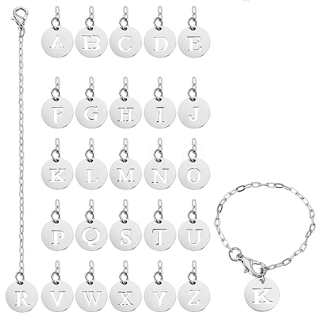 201 Stainless Steel Letter Pendant Decorations HJEW-AB00604-1