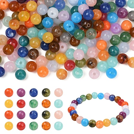 170Pcs Round Imitation Gemstone Acrylic Beads OACR-YW0002-16-1