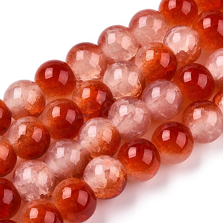 Crackle Baking Paint Imitation Jade Glass Beads Strands DGLA-T003-8mm-10-1