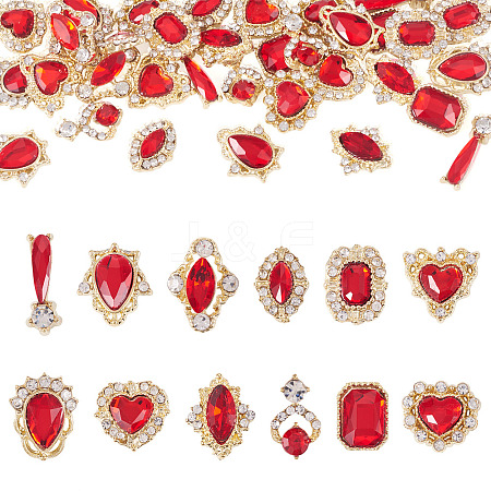 48Pcs 12 Styles Alloy Rhinestone Cabochons MRMJ-TA0001-45B-1