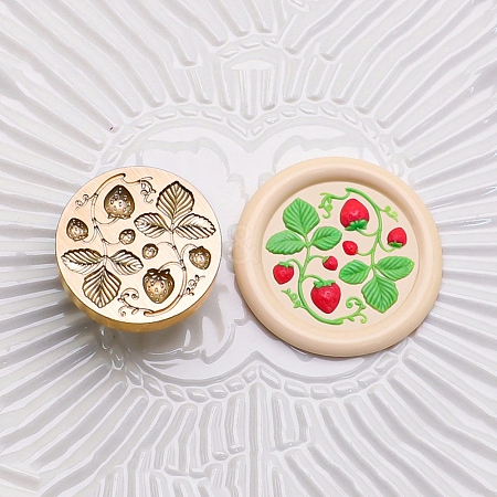 Golden Tone Round Wax Seal Brass Stamp Heads AJEW-Z034-01G-06-1