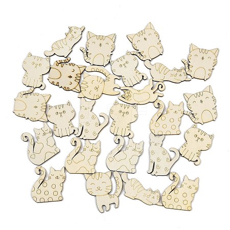 25Pcs Unfinished Wood Cutouts WOOD-P020-01B-1