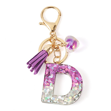 Alloy Resin Heart Keychains KEYC-TADJ0002-01G-D-1