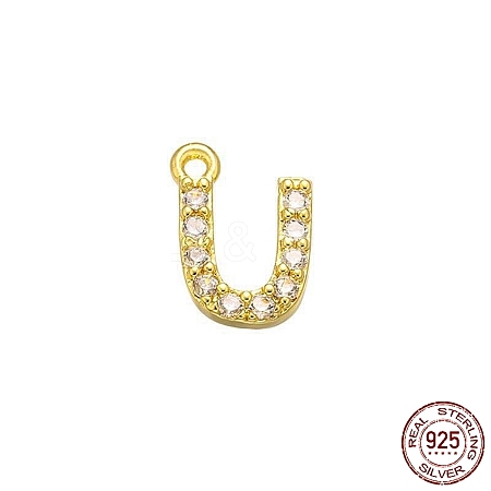 Real 18K Gold Plated 925 Sterling Silver Micro Pave Clear Cubic Zirconia Charms STER-P054-10G-U-1