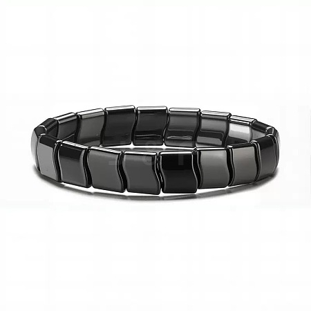 Synthetic Non-magnetic Hematite Beads Stretch Bracelets for Men PZ7053-2-1