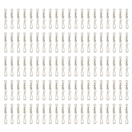 100Pcs Brass with Stainless Steel Fishing Fishhook Connector Clasp FIND-FH0010-48P-1
