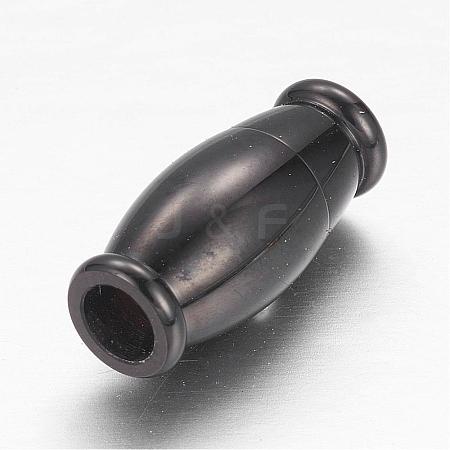 Barrel 304 Stainless Steel Magnetic Clasps with Glue-in Ends STAS-I045-15B-1
