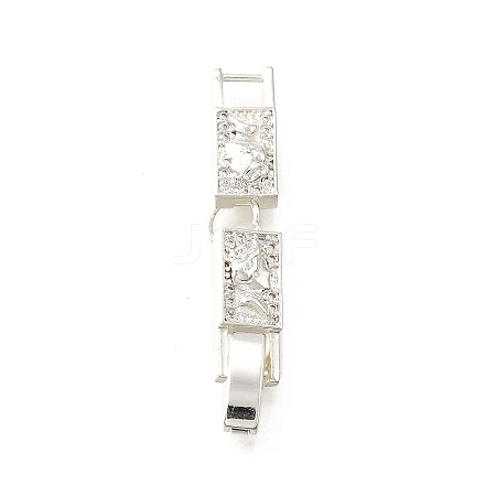Brass Micro Pave Clear Cubic Zirconia Fold Over Clasps KK-R222-03S-1