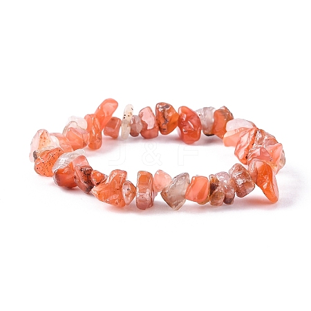 Natural Red Agate Chip Beads Stretch Bracelet for Women BJEW-AL00003-05-1