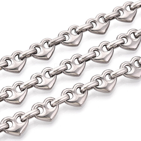 304 Stainless Steel Heart Link Chains CHS-Q009-03P-01-1