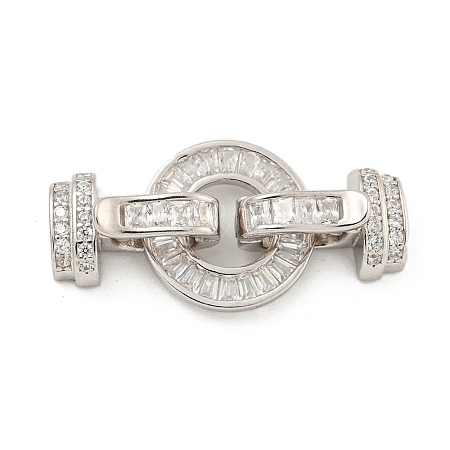 925 Sterling Silver Micro Pave Clear Cubic Zirconia Fold Over Clasps STER-U001-14P-1
