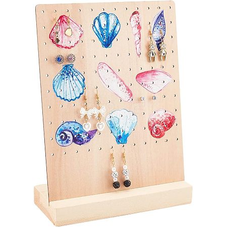 Ocean Them Printed Wooden Earring Display Stands EDIS-WH0006-51-1
