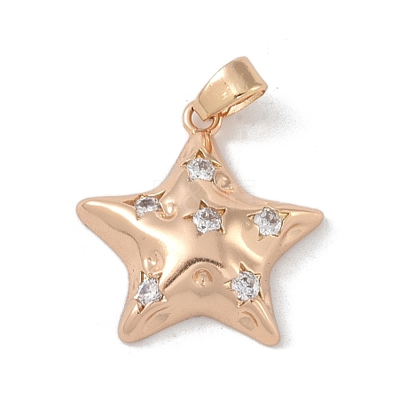 Brass Micro Pave Clear Cubic Zirconia Pendants KK-P273-02KCG-1