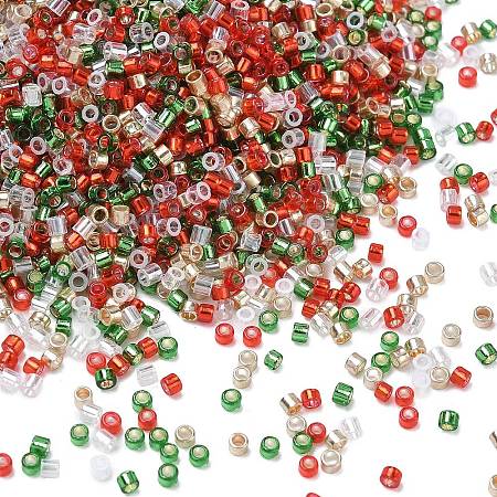 4 Colors Christmas 11/0 Glass Seed Beads SEED-X0058-13-1