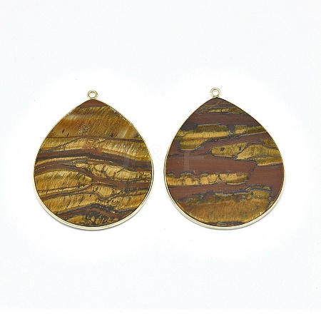 Natural Tiger Eye Pendants G-E526-01H-1