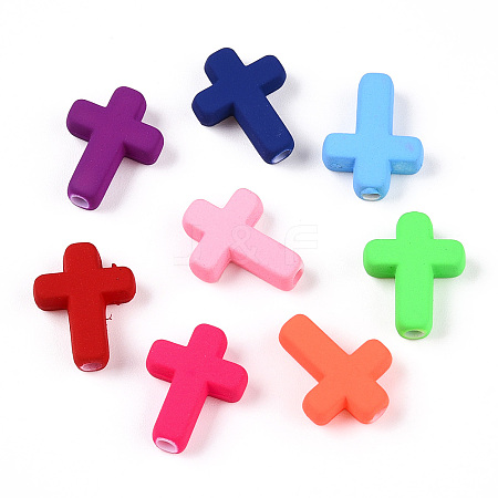 Spray Painted Acrylic Beads ACRP-N003-06-1