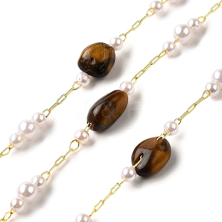 Handmade Natural Tiger Eye Nuggets Beaded Chains CHC-F020-03G-06-1