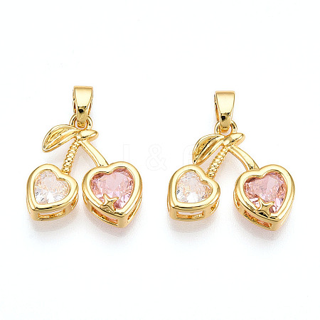 Brass Micro Pave Cubic Zirconia Charms KK-N254-227G-1