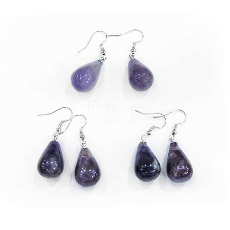 Natural Amethyst Dangle Earrings EJEW-P143-C19-1