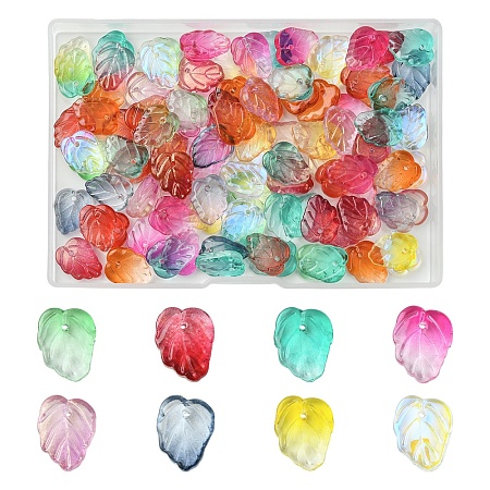 100Pcs Autumn Theme Two-Tone Transparent Glass Charms GLAA-YW0004-93-1