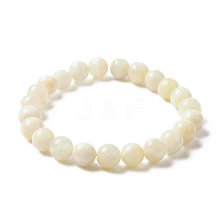 Natural Rainbow Moonstone Round Beaded Stretch Bracelet BJEW-JB03683-04-1